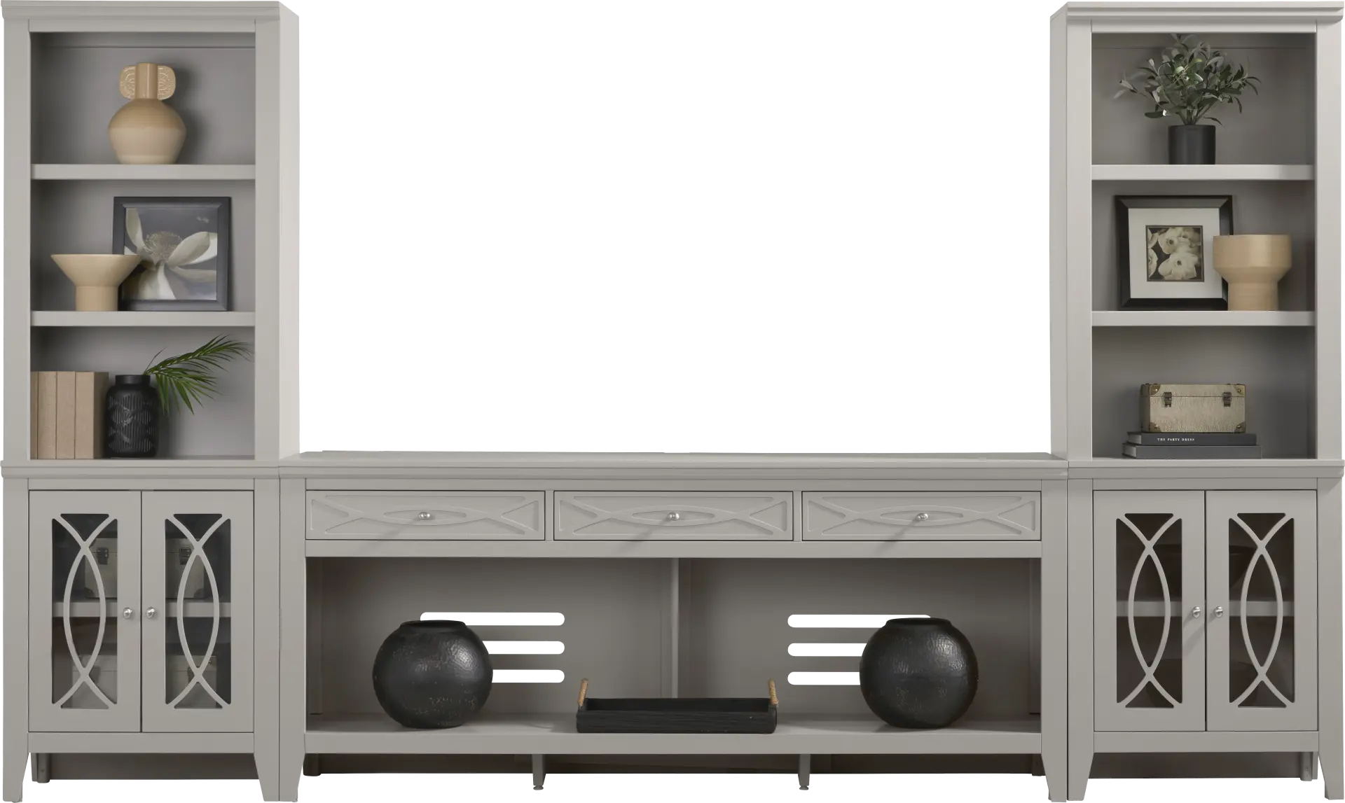 Abbie II Gray 3 Pc Wall Unit with 77 in. Console