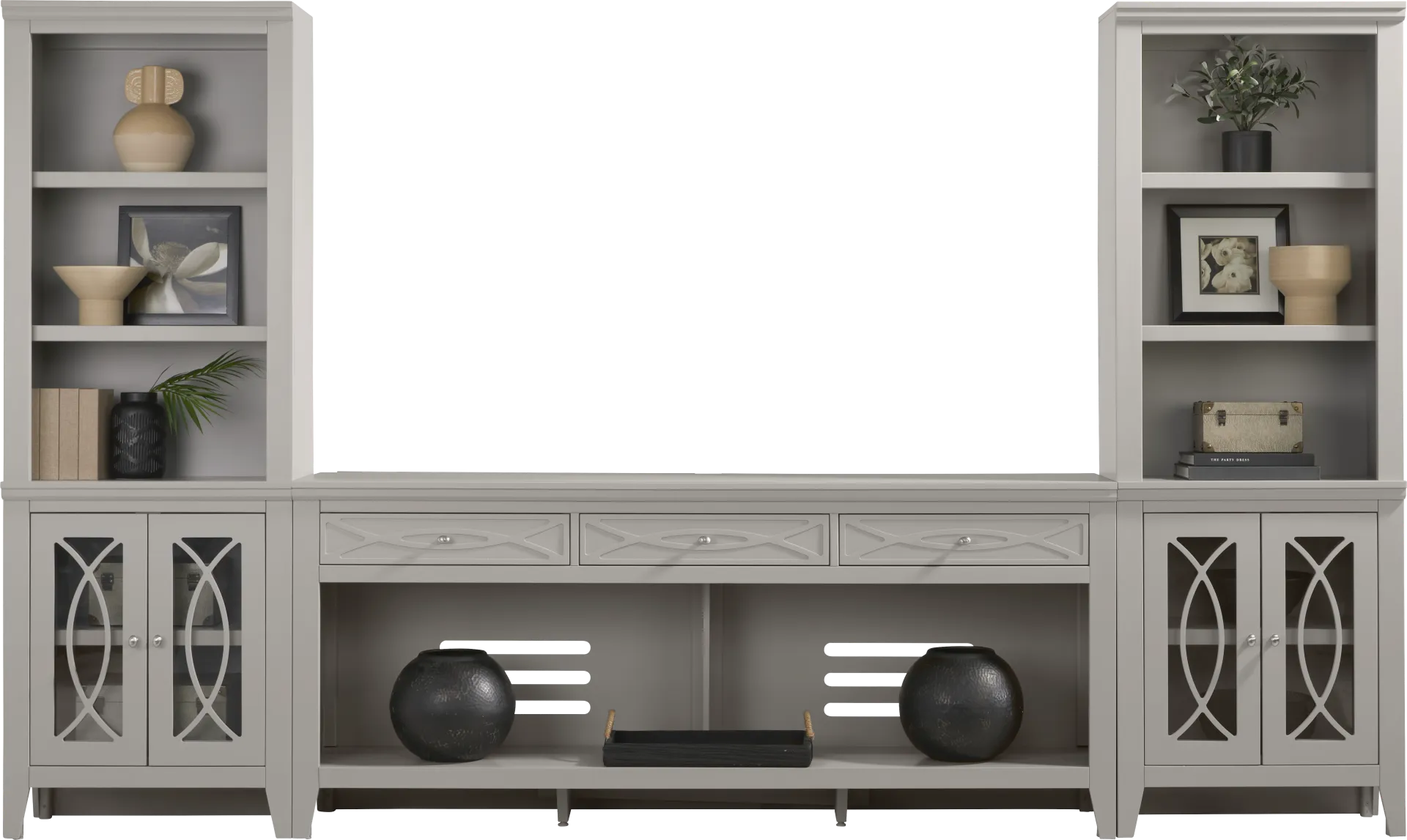 Abbie II Gray 3 Pc Wall Unit with 77 in. Console - Image 1