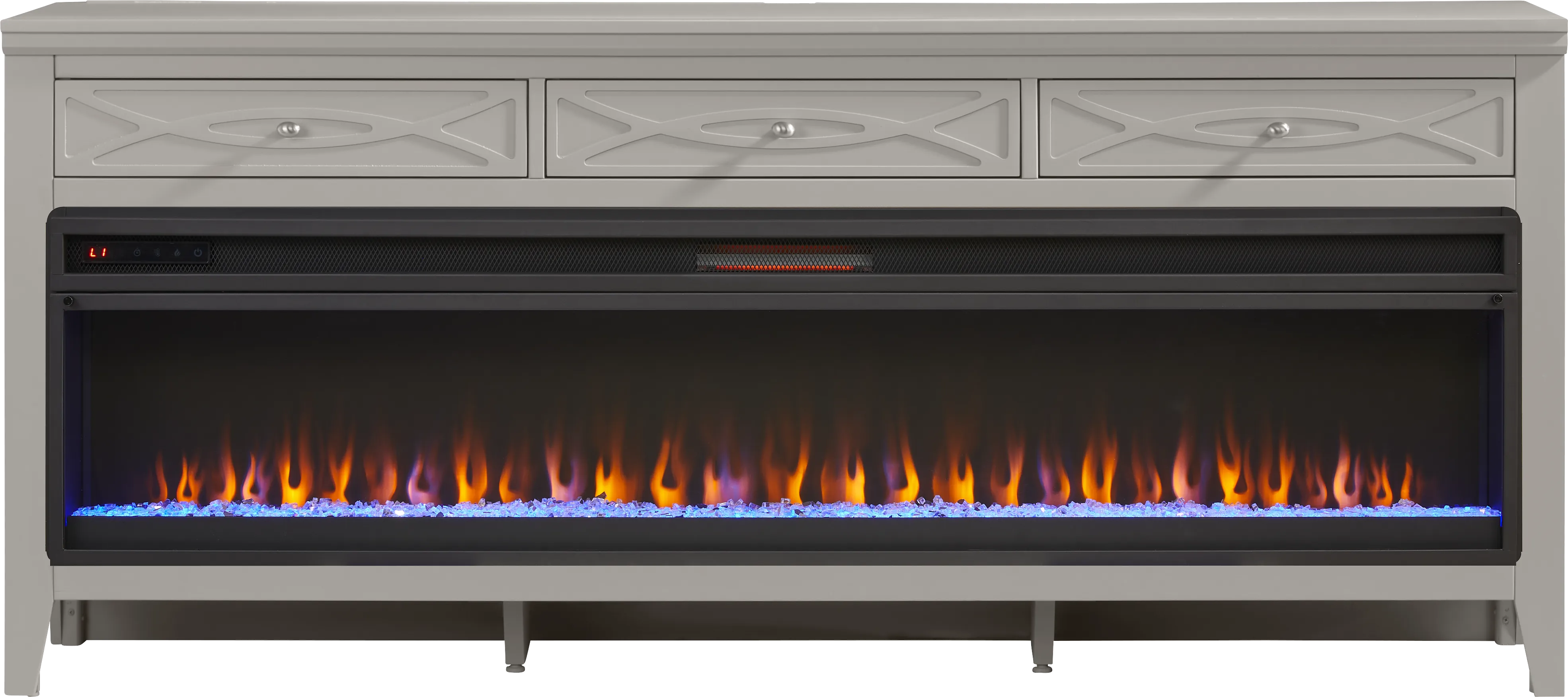 Abbie II Gray 77 in. Console with Electric Fireplace - Thumbnail - Image 1