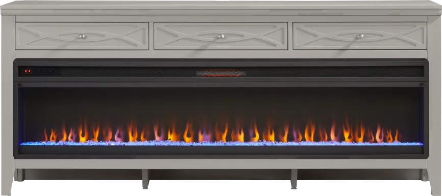 Abbie II Gray 77 in. Console with Electric Fireplace