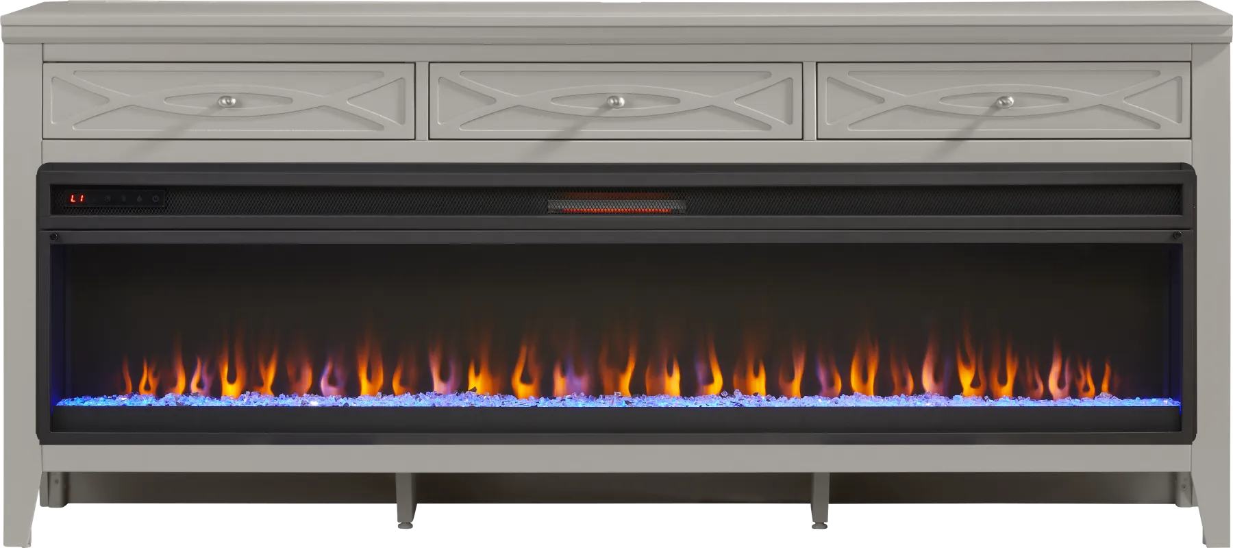 Abbie II Gray 77 in. Console with Electric Fireplace