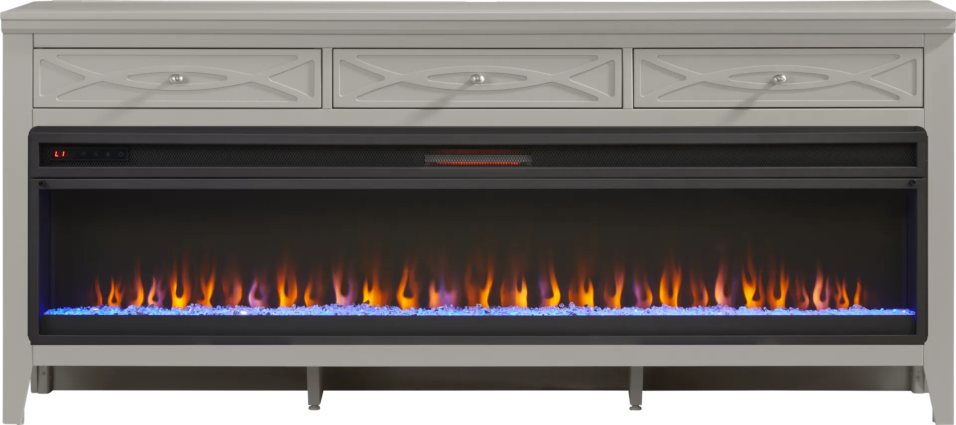 Abbie II Gray 77 in. Console with Electric Fireplace - Image 1