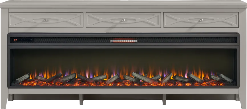 Abbie II Gray 77 in. Console with Electric Log Fireplace