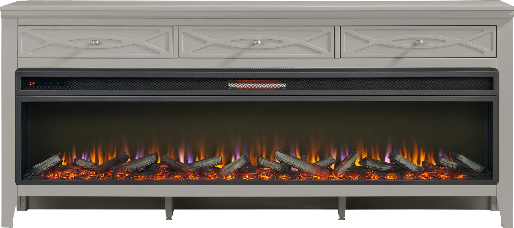 Abbie II Gray 77 in. Console with Electric Log Fireplace