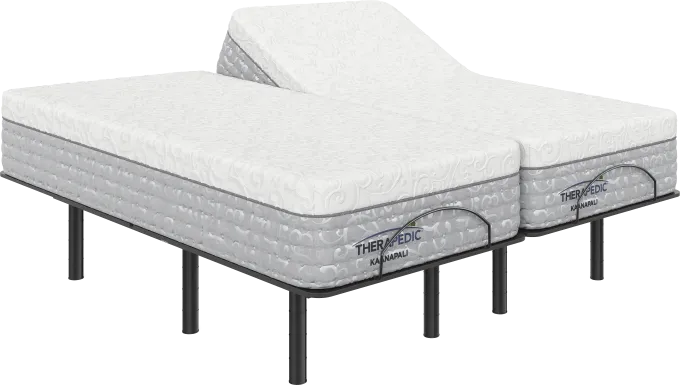 Therapedic Kaanapali Split King Mattress with Head Up Only Base