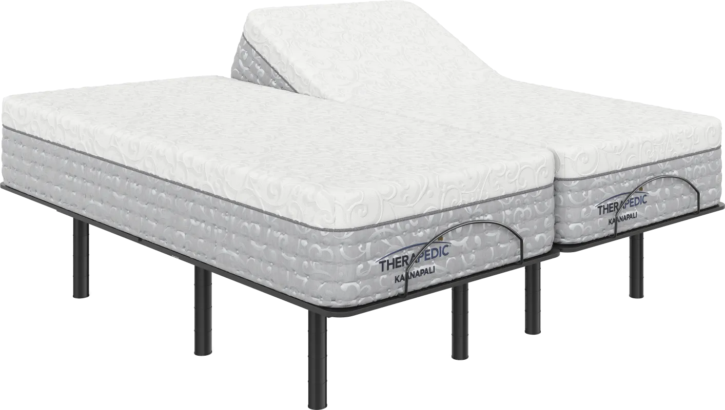 Therapedic Kaanapali Split King Mattress with Head Up Only Base