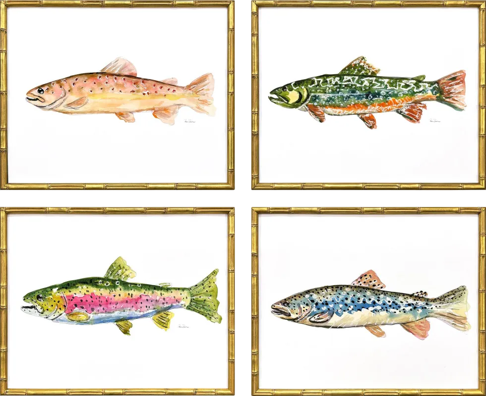 Trout Way Multi Artwork, Set of 4