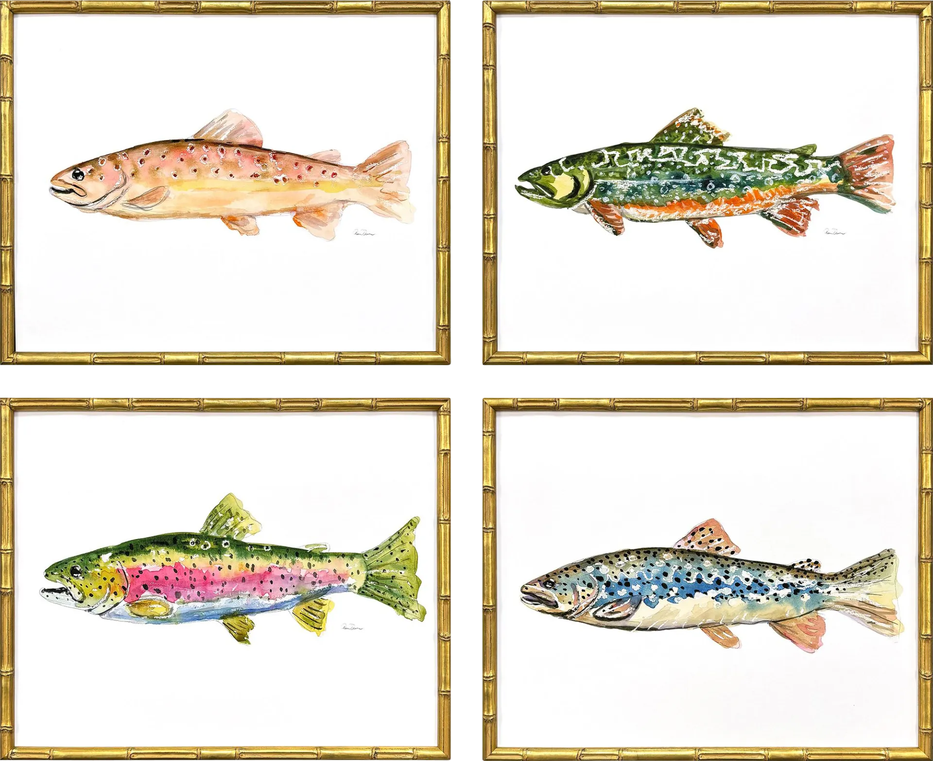 Trout Way Multi Artwork, Set of 4 - Image 1