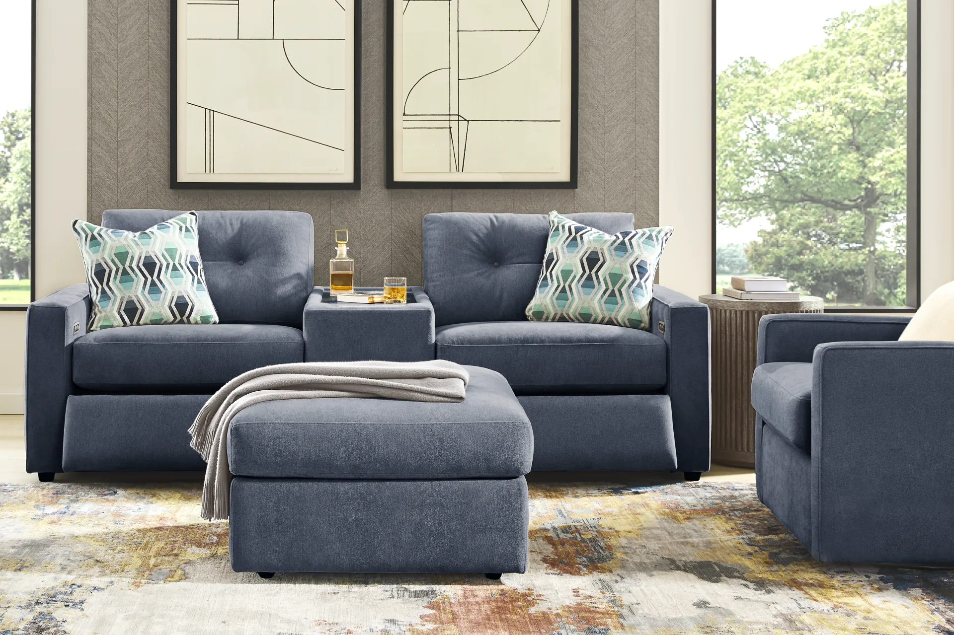 Indigo 3 Pc Power Reclining ModularOne with Media Console - Image 1