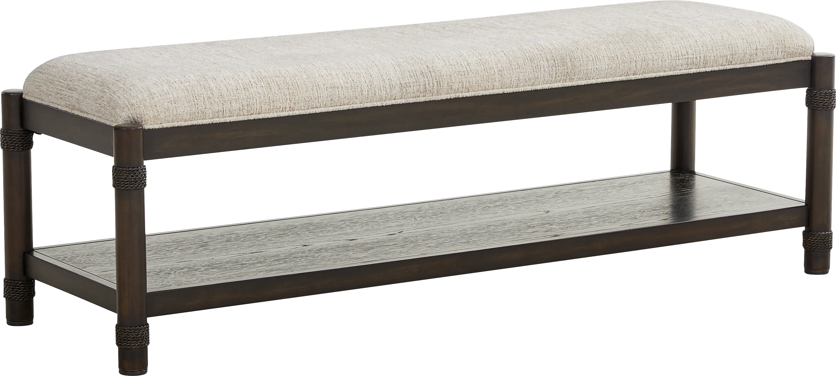 Vineyard Estates Brown Upholstered Bench - Thumbnail - Image 1