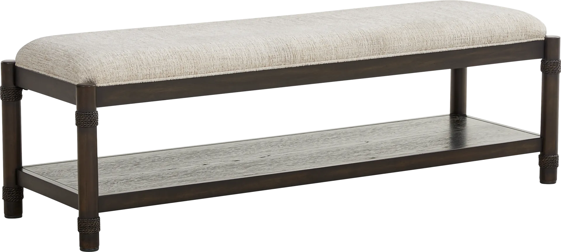 Vineyard Estates Brown Upholstered Bench - Image 1