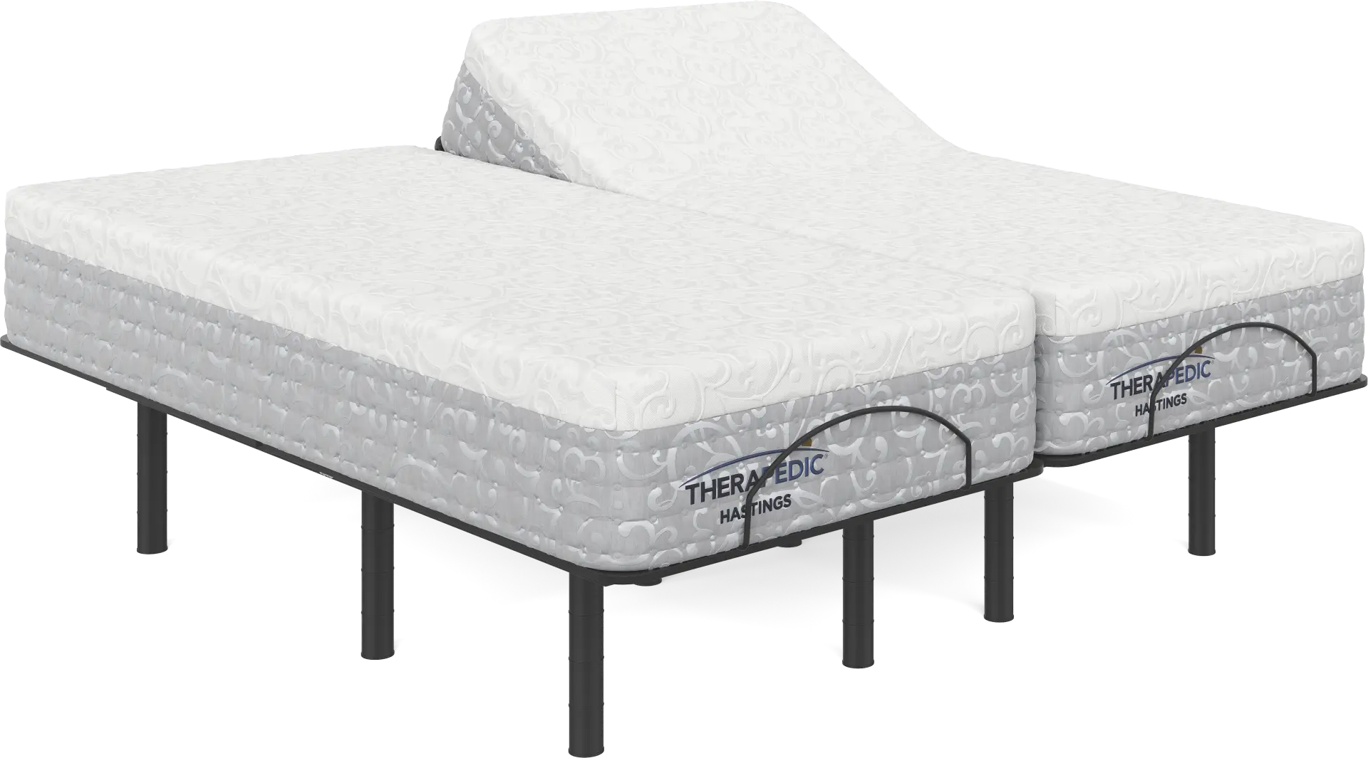 Therapedic Hastings Split King Mattress with Head Up Only Base