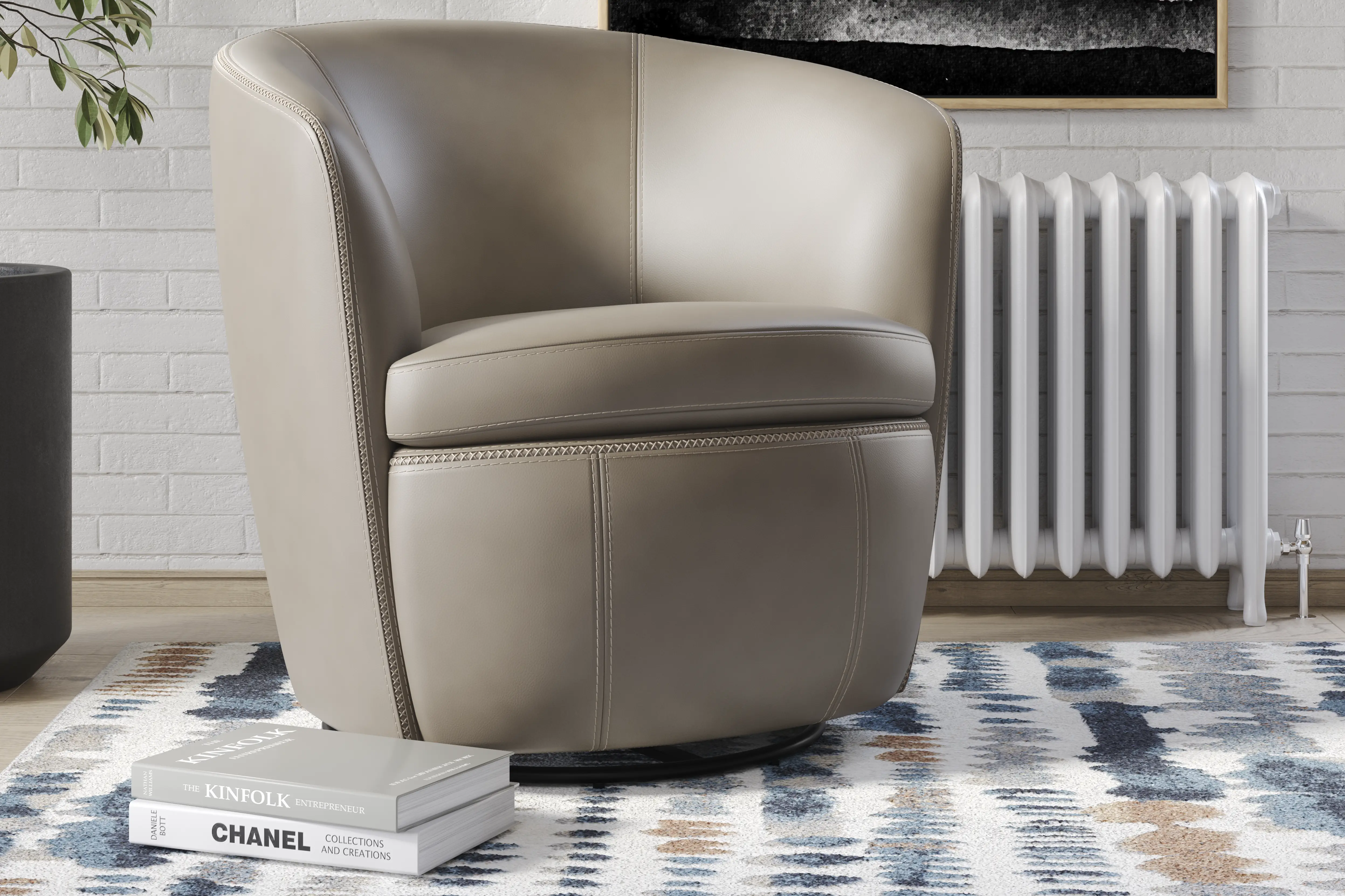 Damascus Stone Leather Swivel Chair - Thumbnail - Image 3