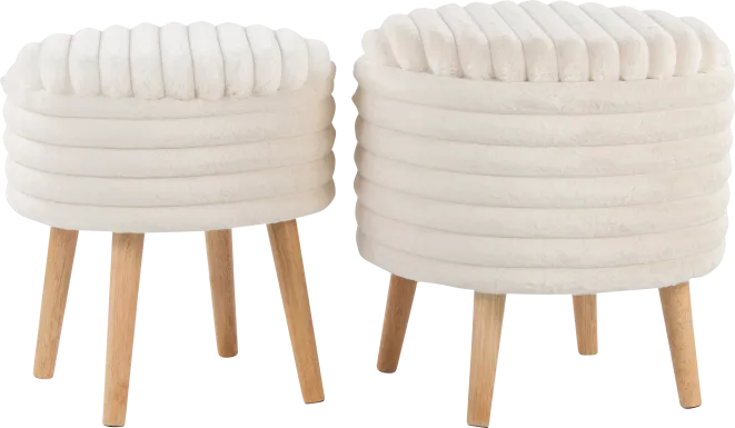 Talana White Ottoman, Set of 2