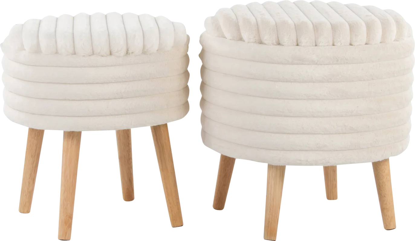 Talana White Ottoman, Set of 2