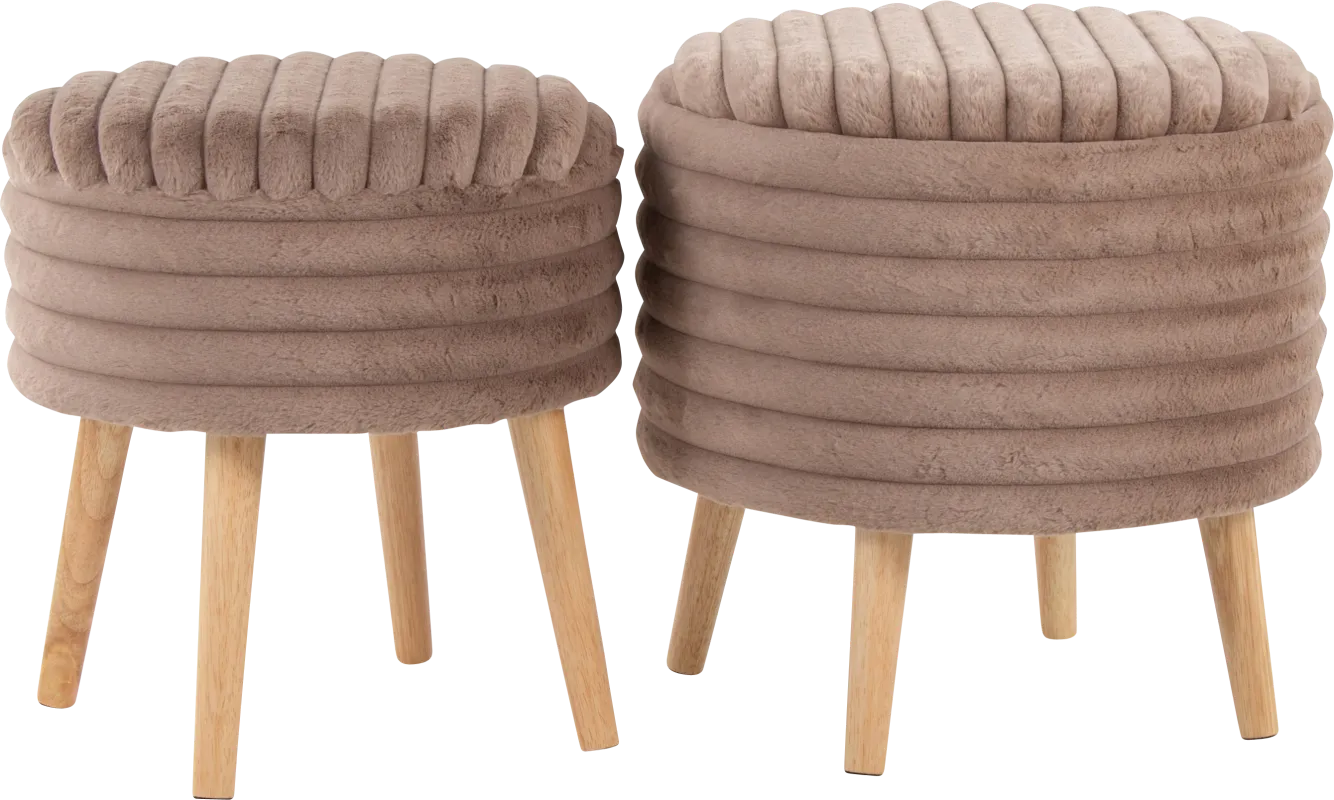 Talana Brown Ottoman, Set of 2