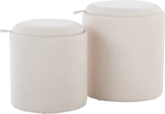 Traymore White Ottoman, Set of 2