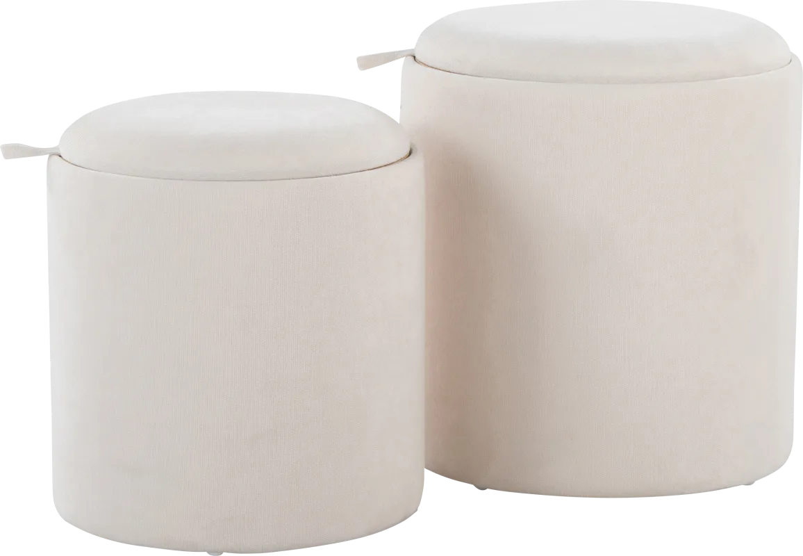 Traymore White Ottoman, Set of 2