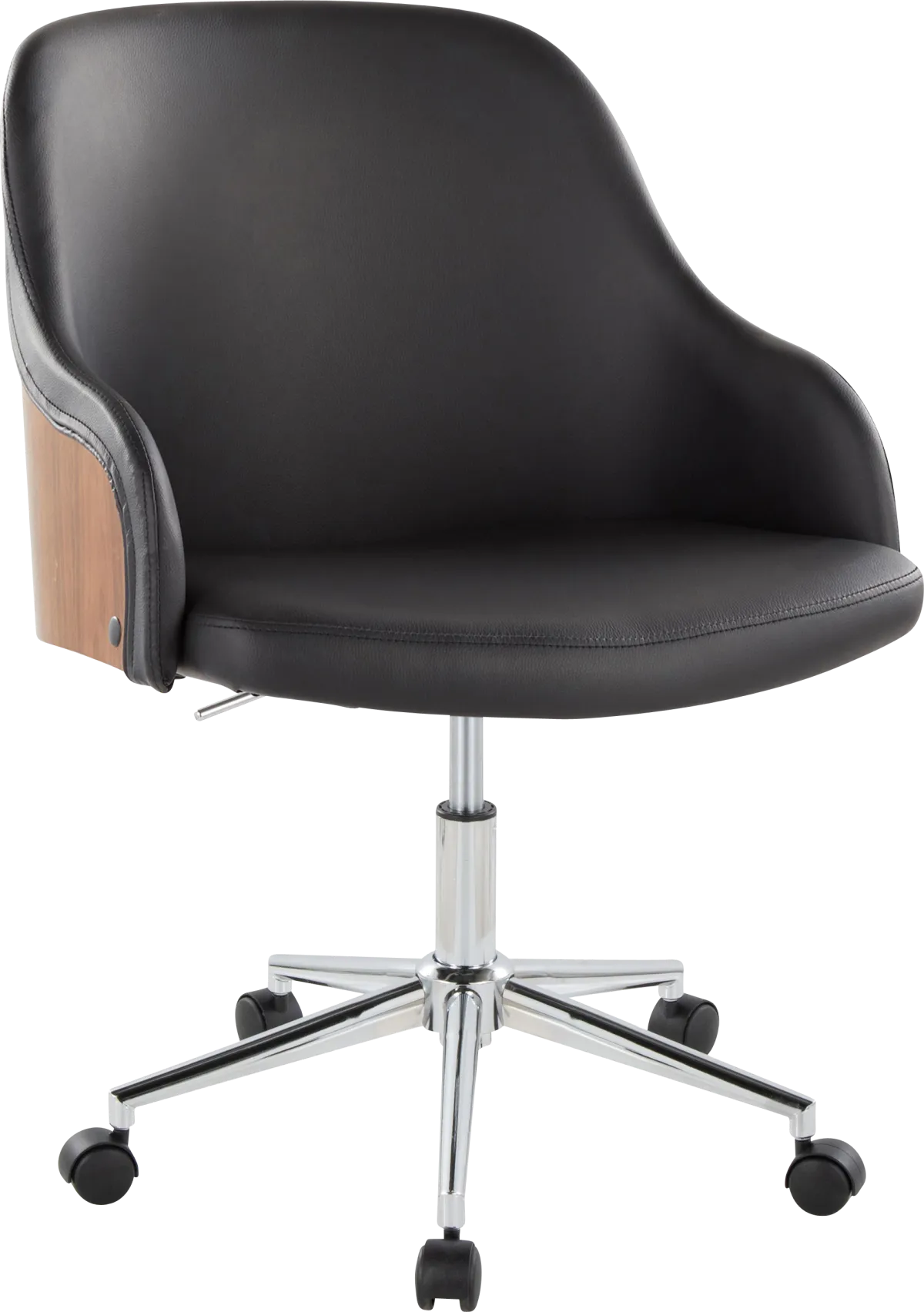 Bryta Chrome Metal Black Faux Leather Fabric Desk Chair | Rooms to Go