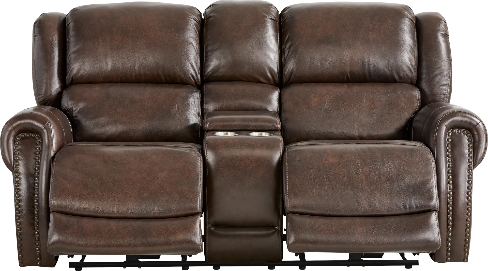 Churchill Brown 5 Pc Dual Power Reclining Leather Living Room - Image 8