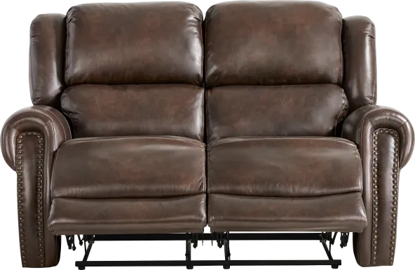 Churchill Brown Reclining Leather Loveseat