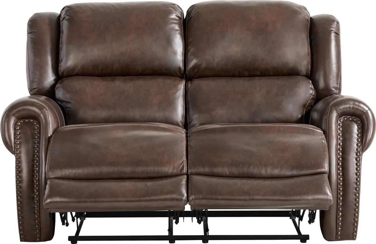 Churchill Brown Reclining Leather Loveseat