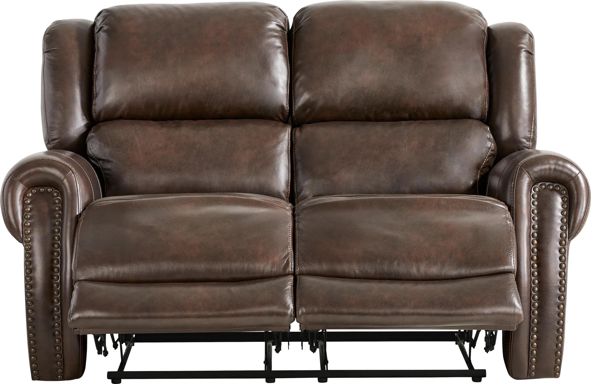 Churchill Brown Leather 5 Pc Living Room with Dual Power Reclining Sofa - Image 8