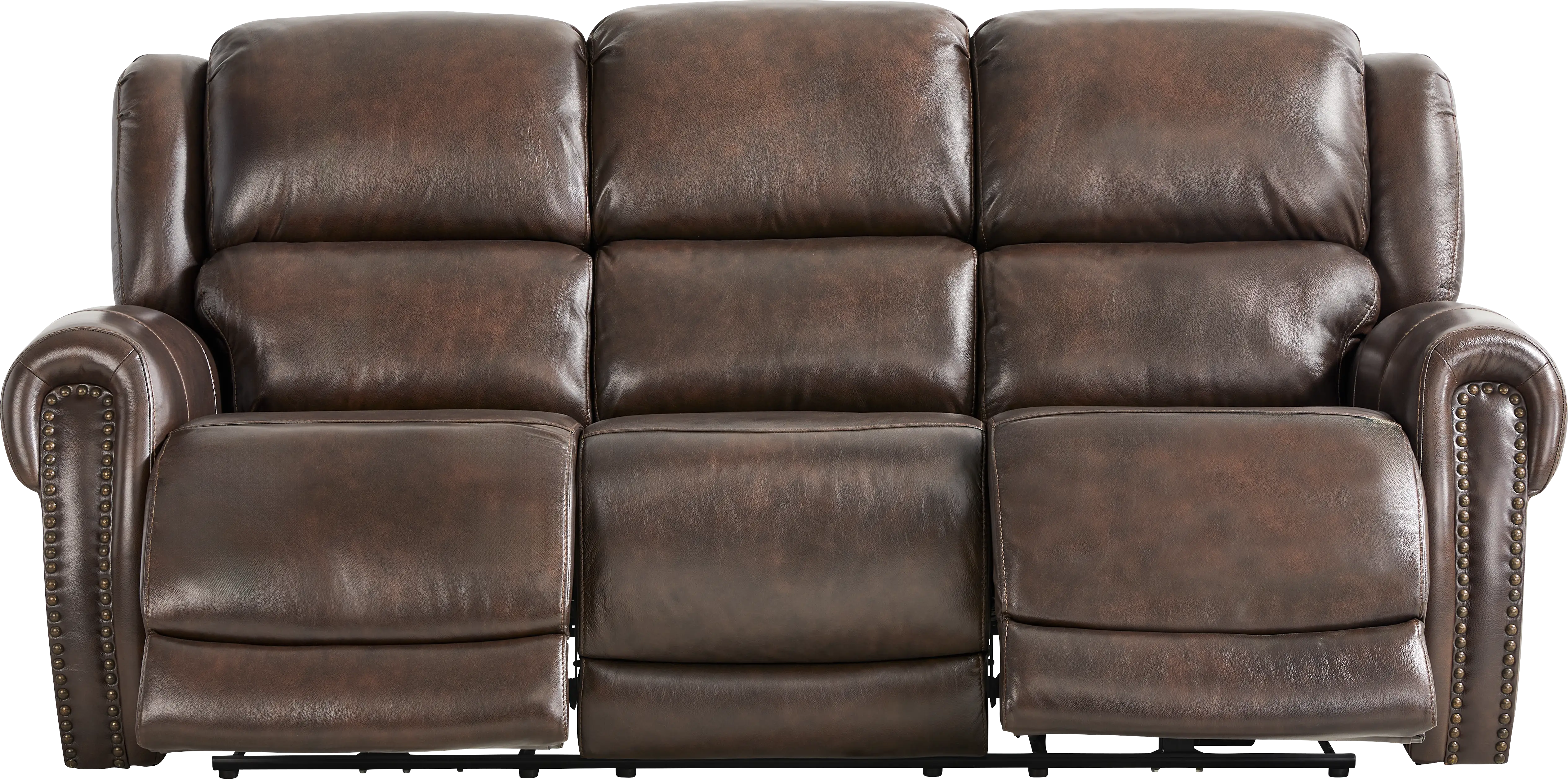 Churchill Brown Leather 5 Pc Living Room with Dual Power Reclining Sofa - Thumbnail - Image 2