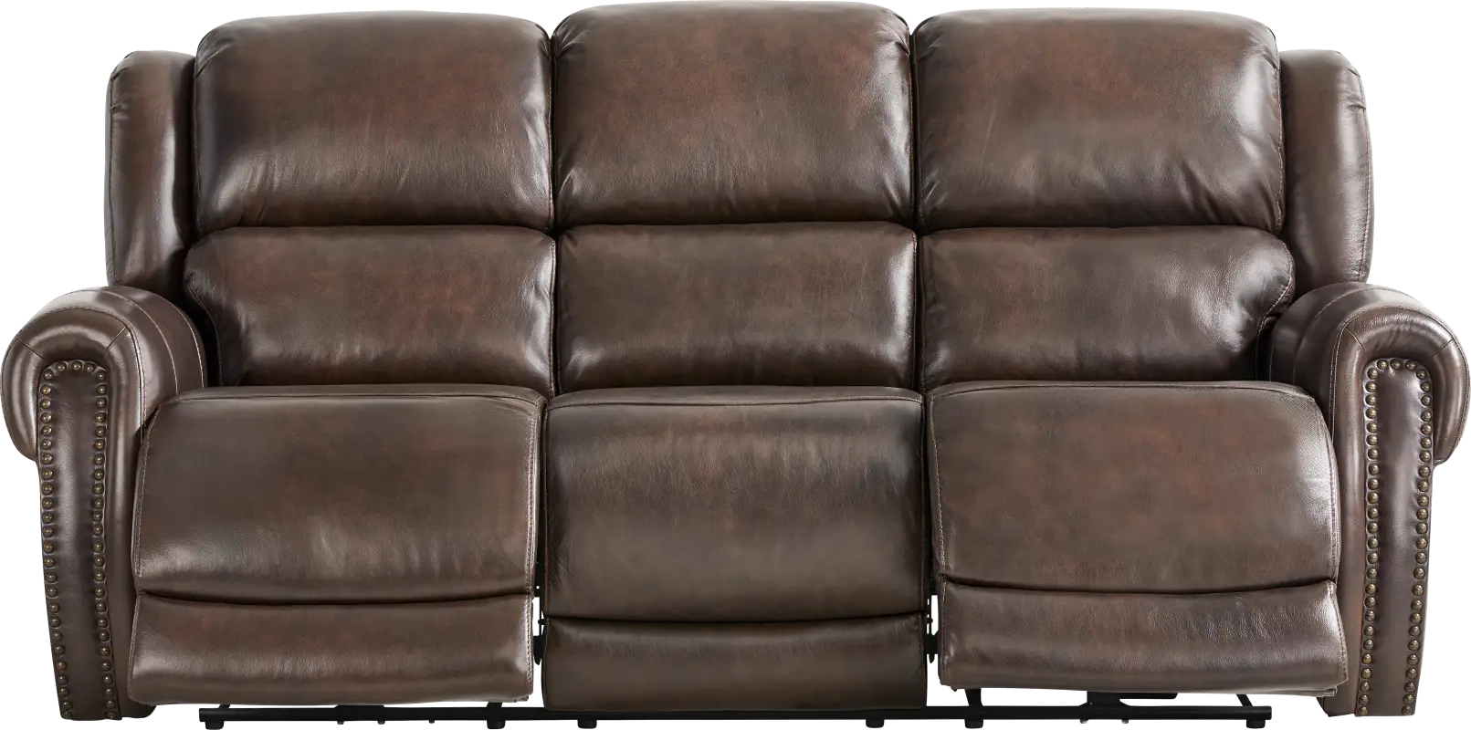 Churchill Brown Dual Power Reclining Leather Sofa