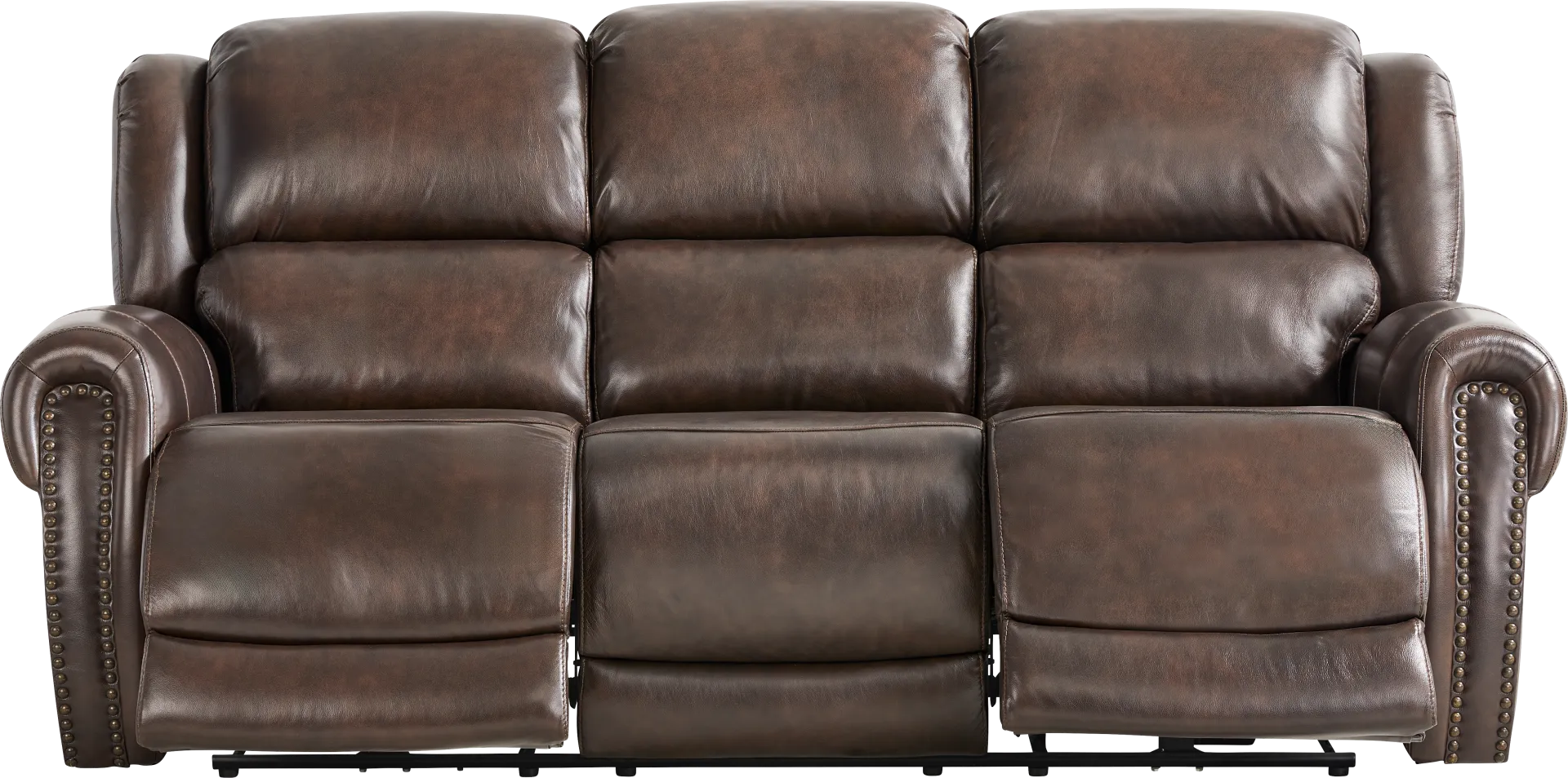 Churchill Brown Leather 5 Pc Living Room with Dual Power Reclining Sofa - Image 2