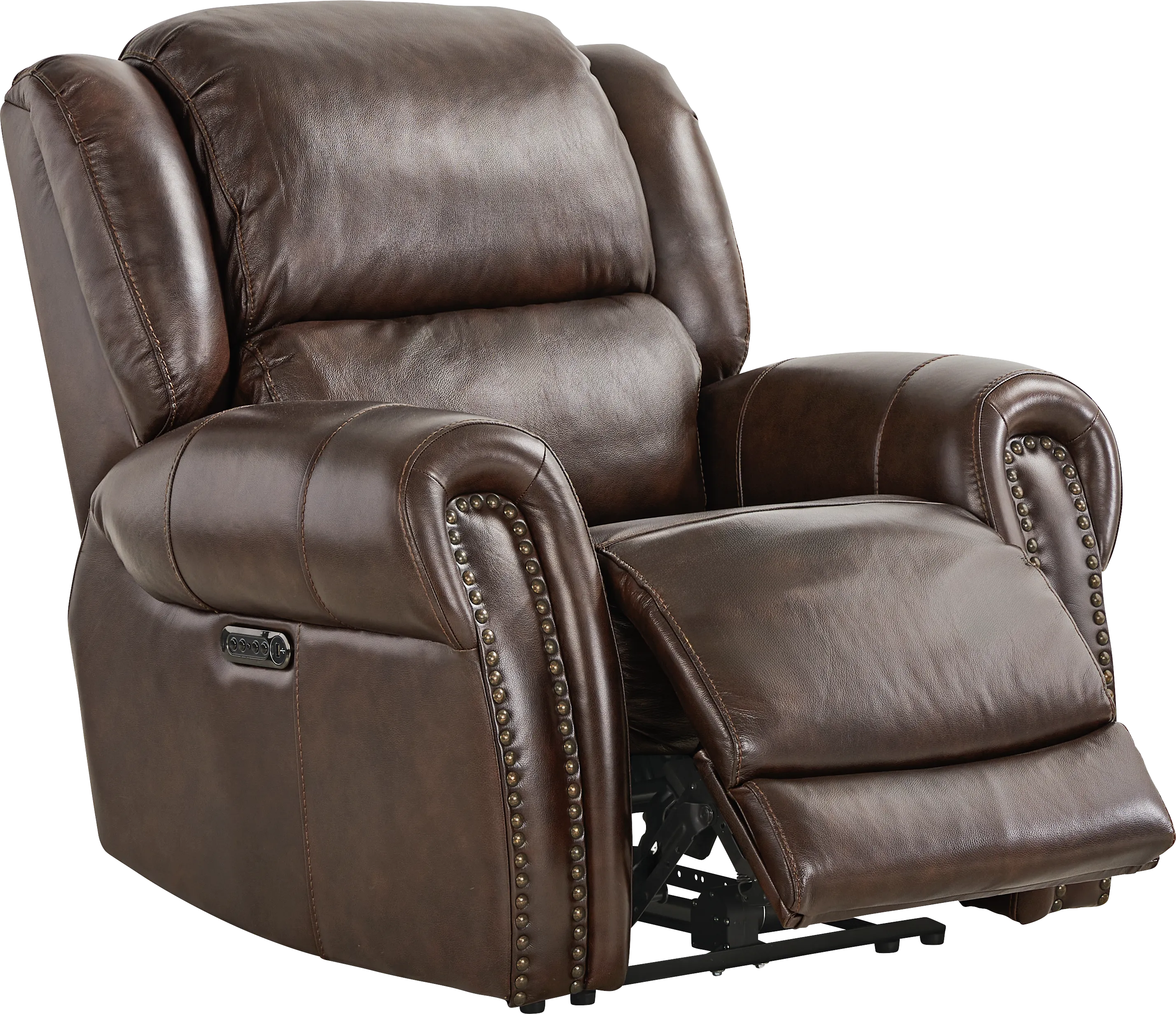 Churchill Brown Leather 8 Pc Living Room with Dual Power Reclining Sofa - Thumbnail - Image 12