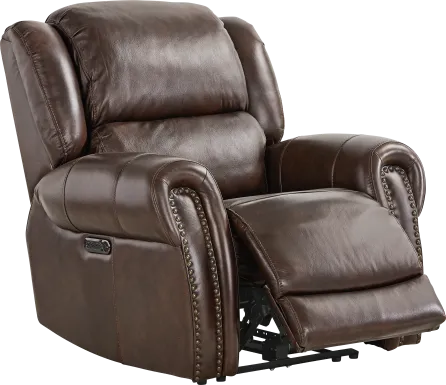 Churchill Brown Dual Power Leather Recliner