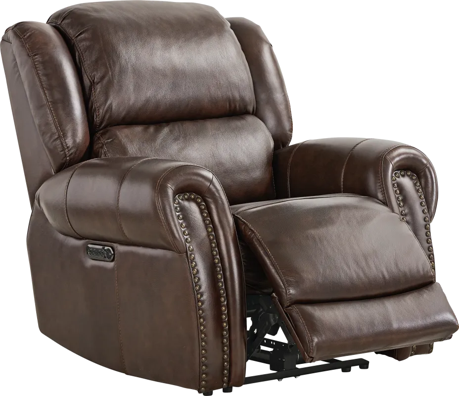 Churchill Brown Dual Power Leather Recliner