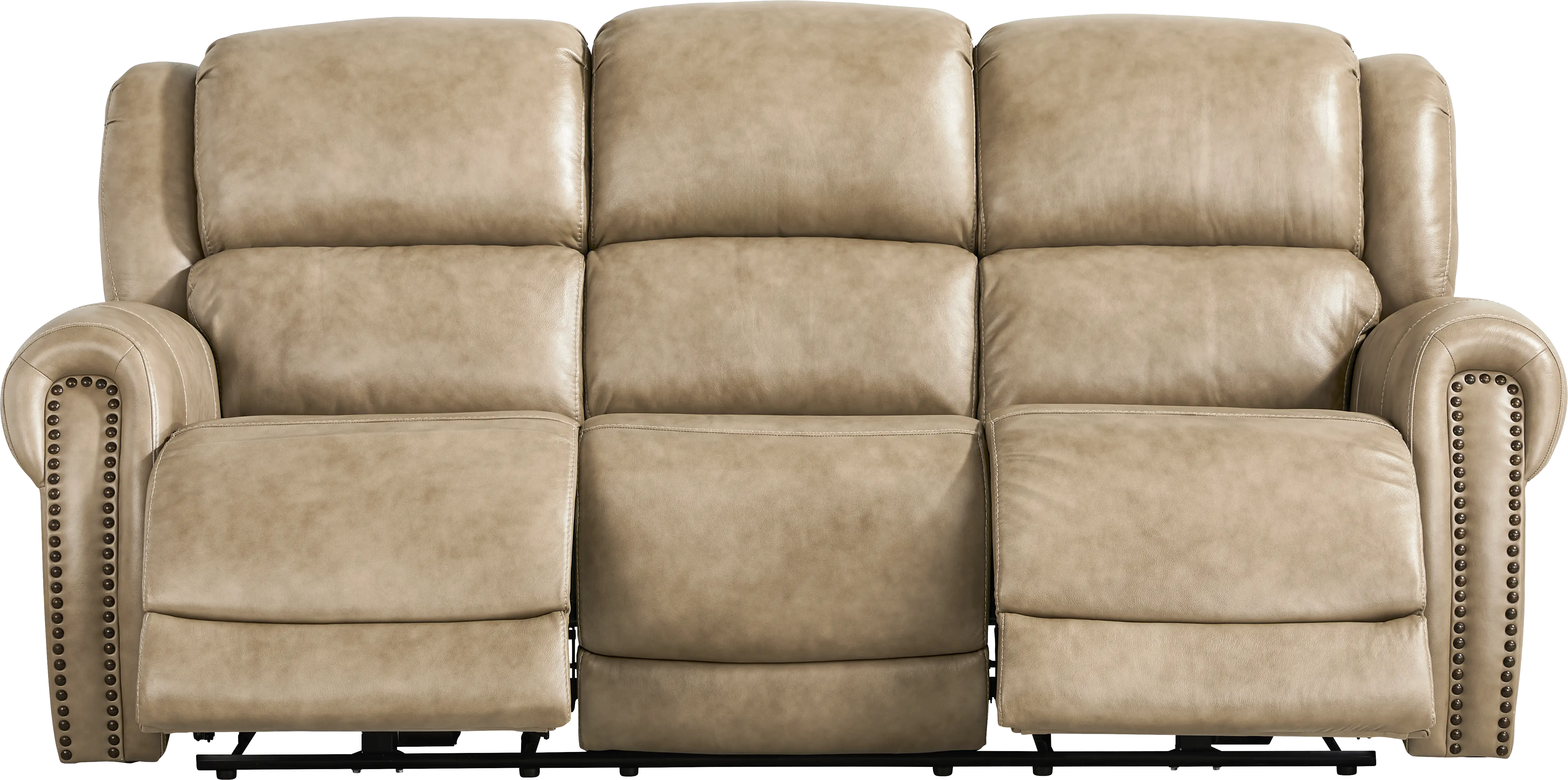 Churchill Taupe 7 Pc Dual Power Reclining Leather Living Room - Thumbnail - Image 2