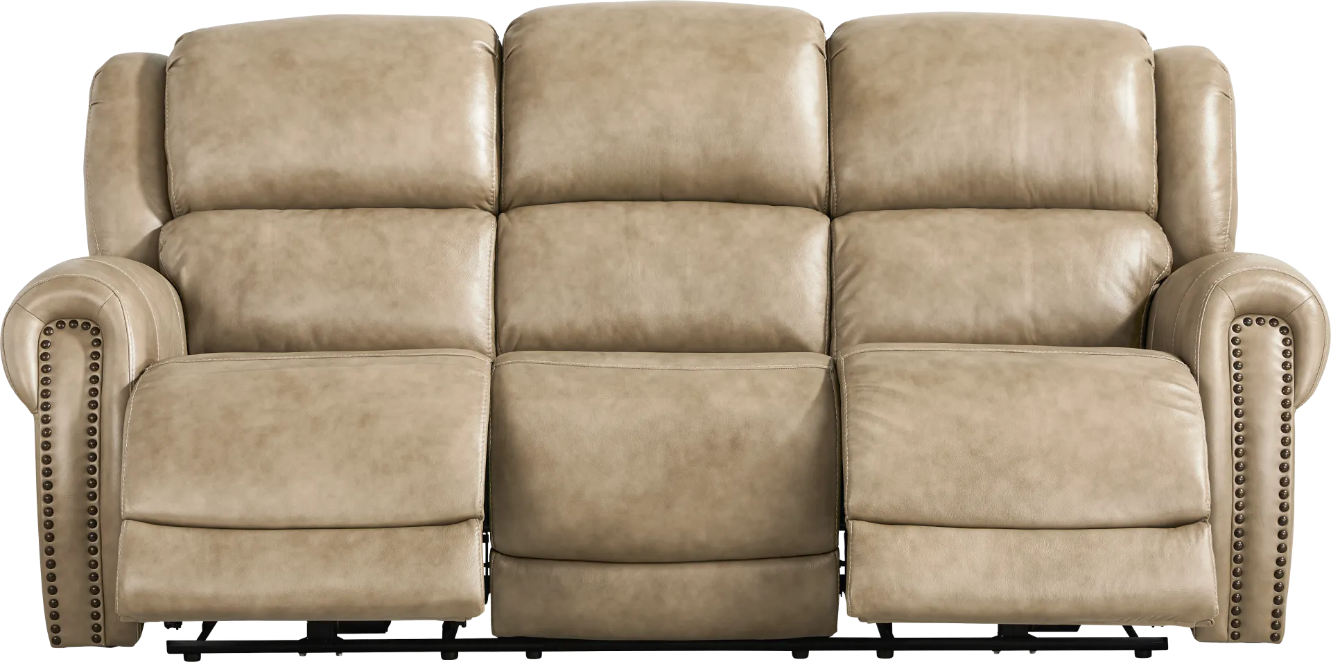 Churchill Taupe 7 Pc Dual Power Reclining Leather Living Room - Image 2