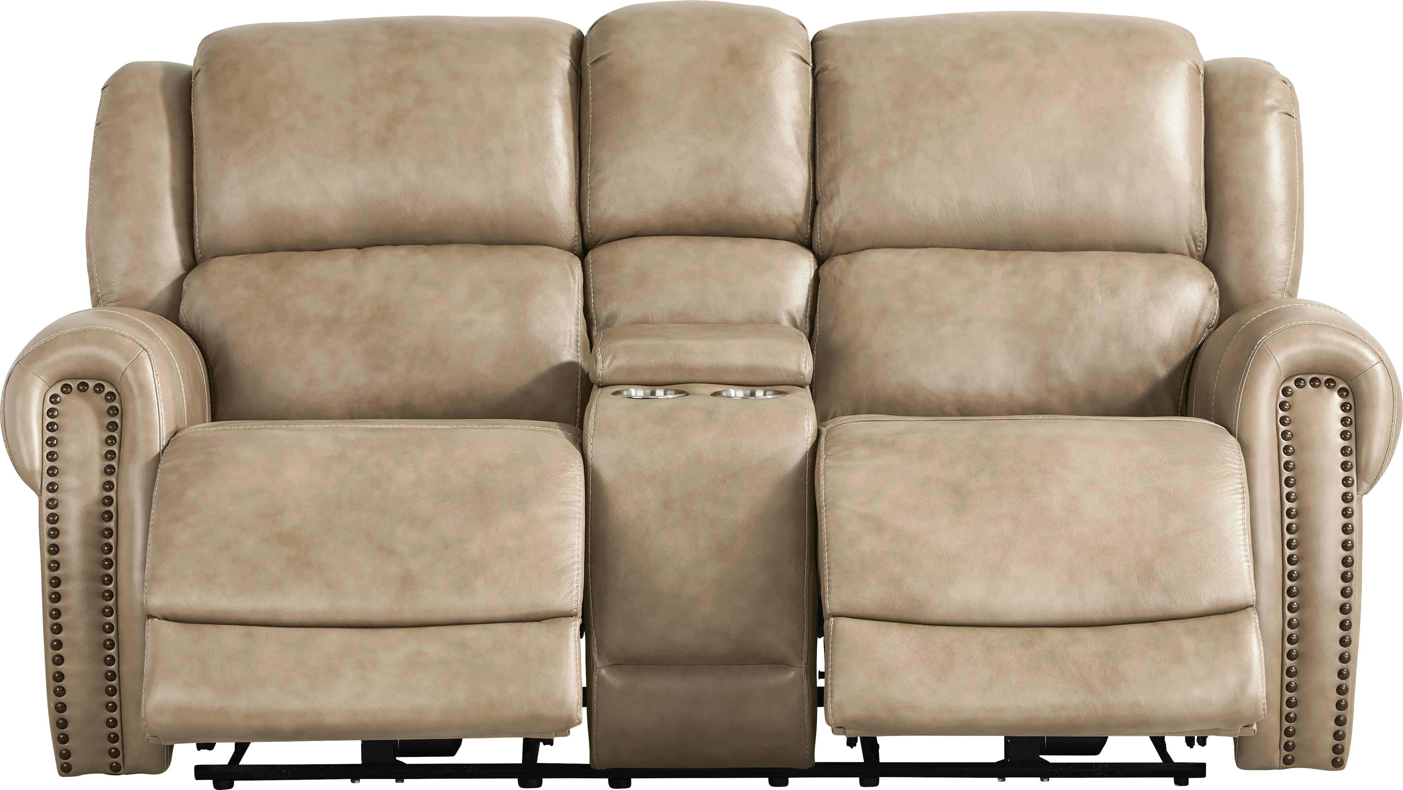 Churchill Taupe 7 Pc Dual Power Reclining Leather Living Room - Thumbnail - Image 8
