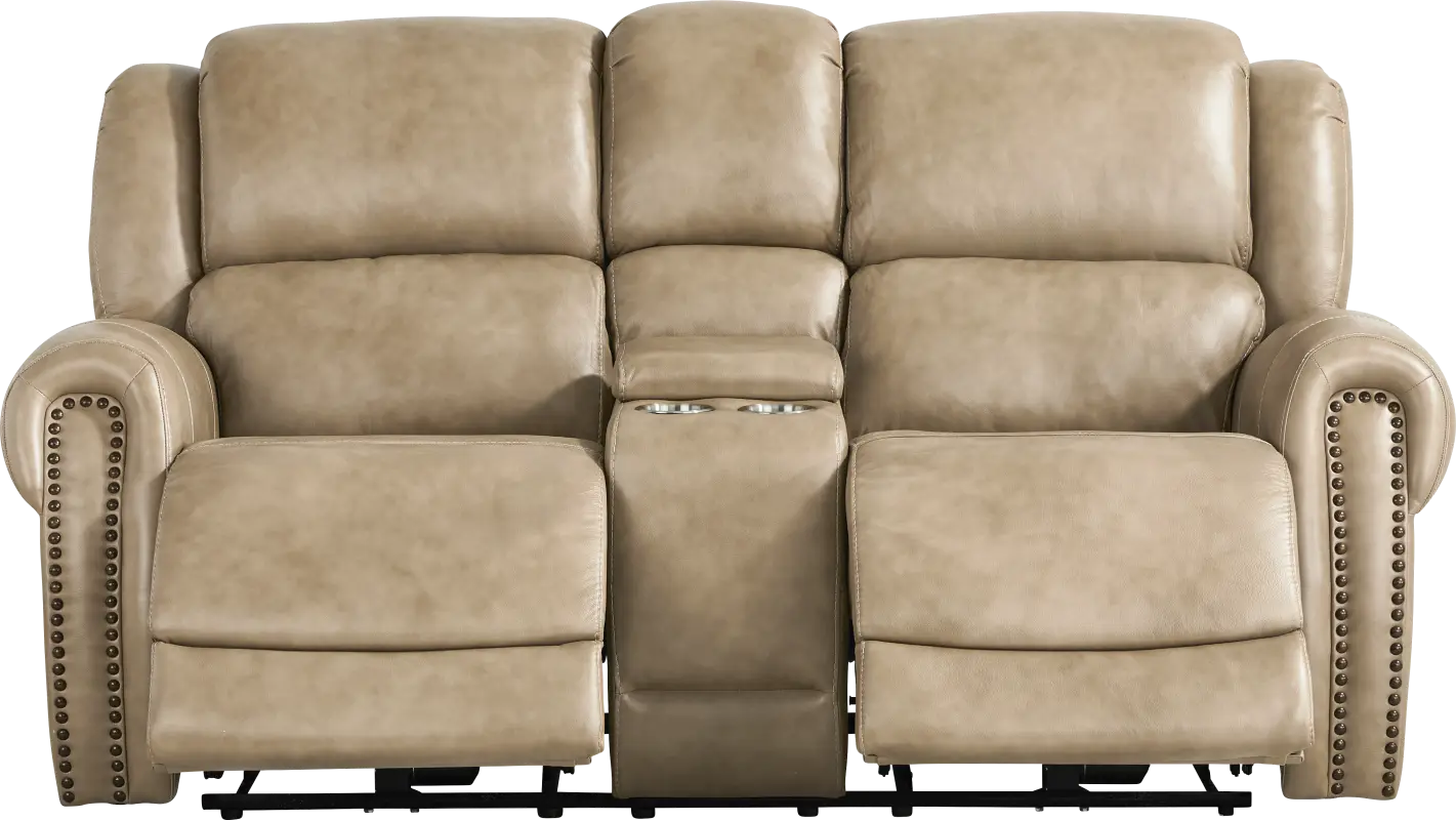 Churchill Taupe Dual Power Reclining Loveseat