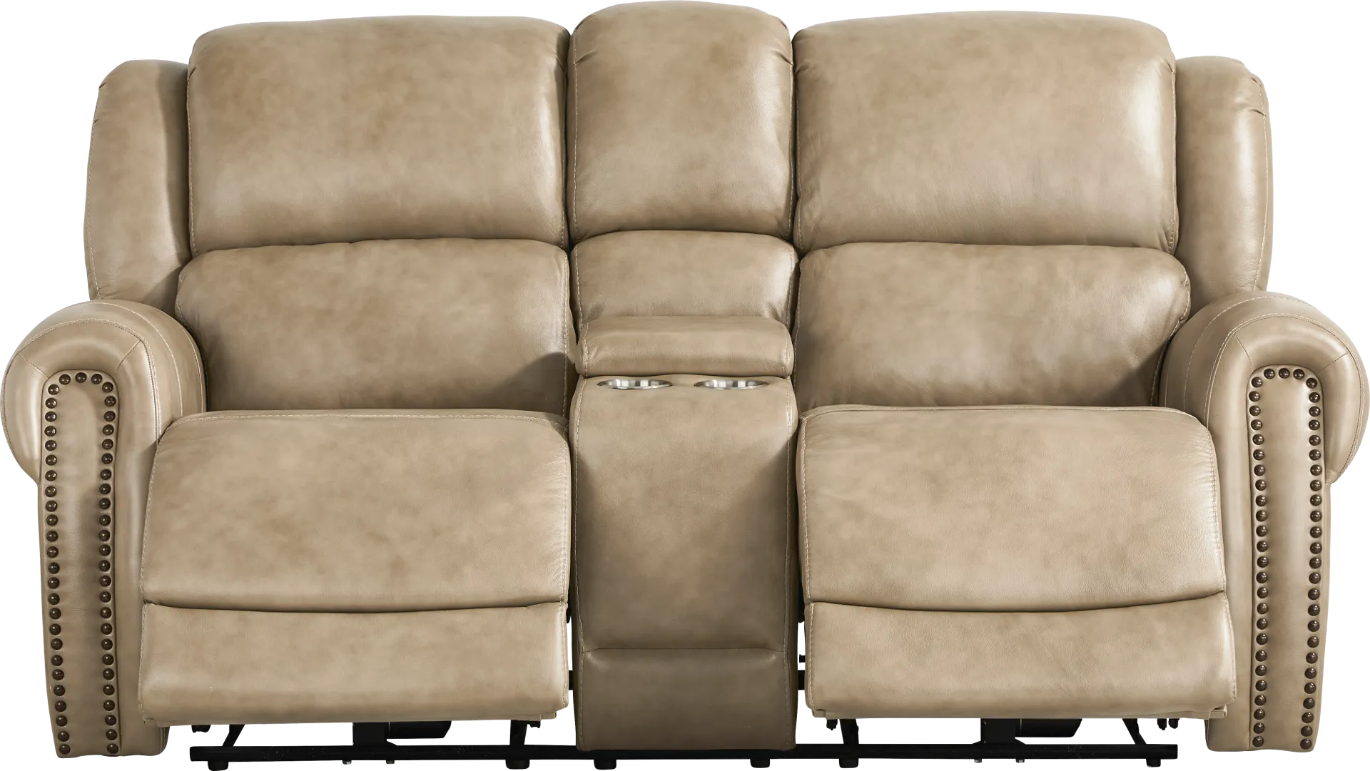 Churchill Taupe 7 Pc Dual Power Reclining Leather Living Room - Image 8