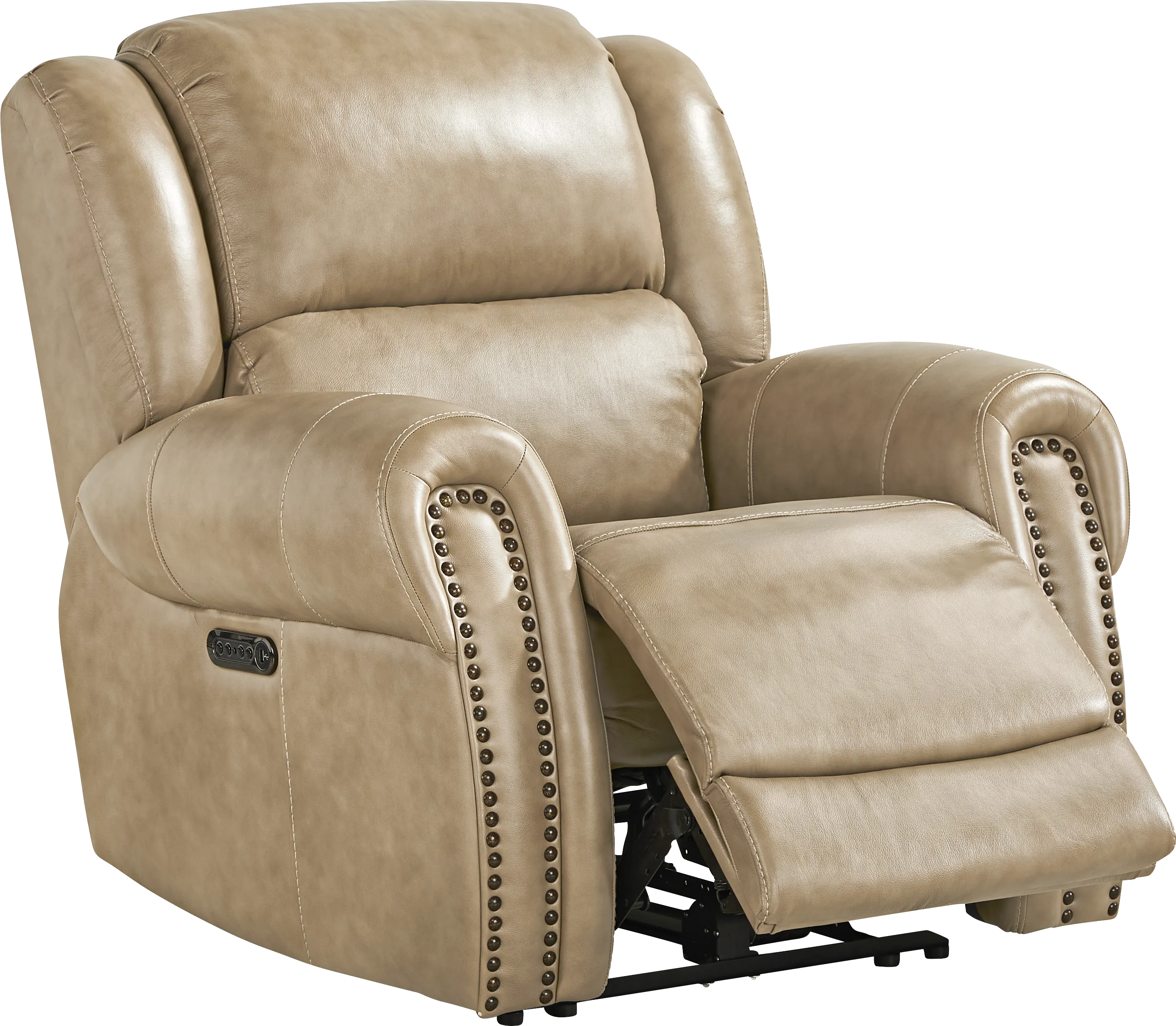 Churchill Taupe Dual Power Recliner - Thumbnail - Image 1