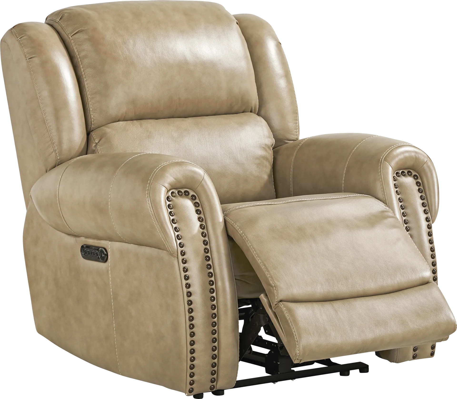 Churchill Taupe Dual Power Recliner - Image 1