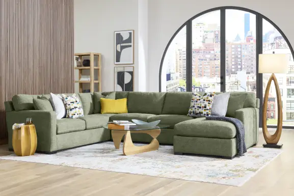 Harmonie Avocado 3 Pc Gel Foam Sleeper Sectional
