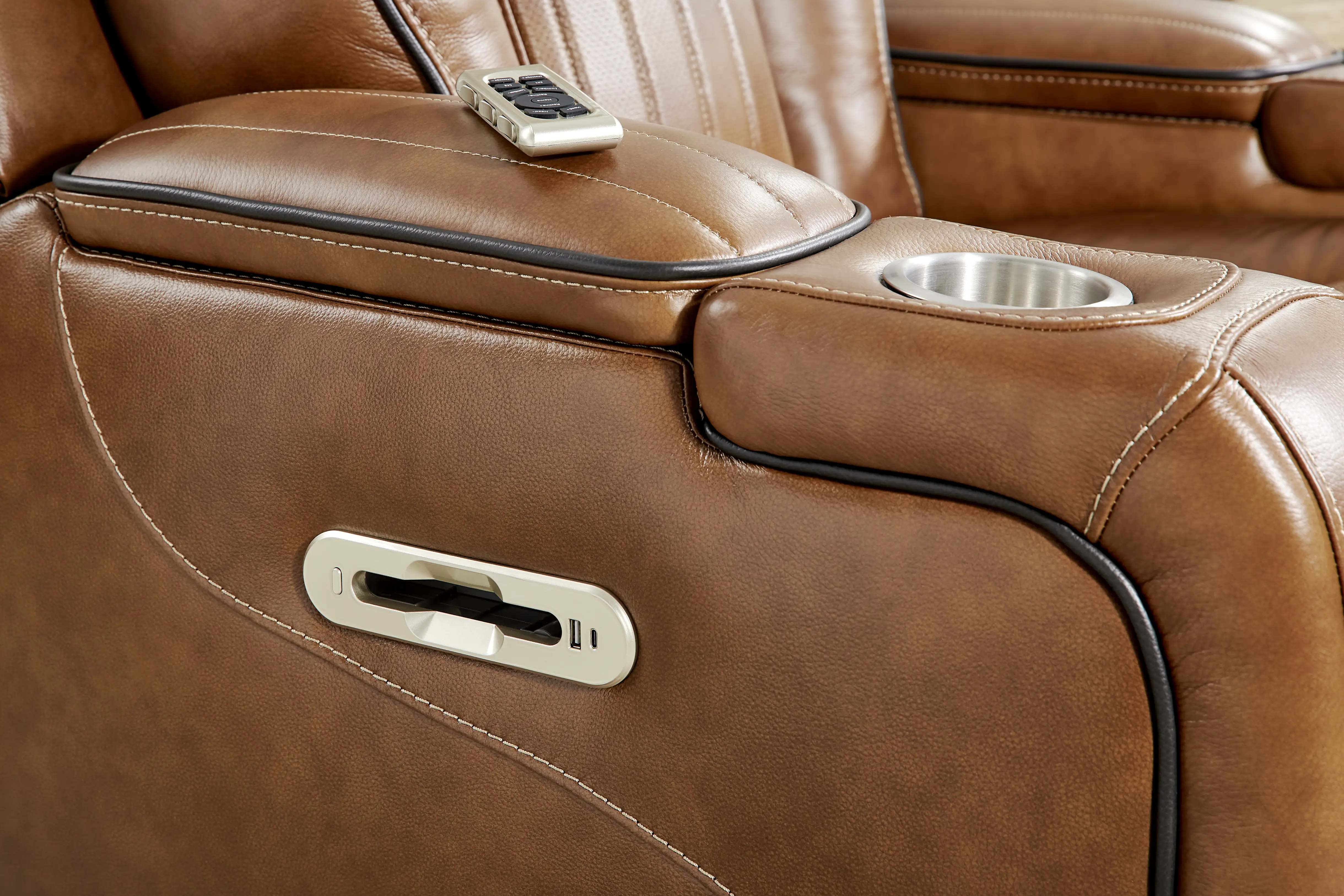 Amplify Brown Leather Triple Power Recliner - Image 22