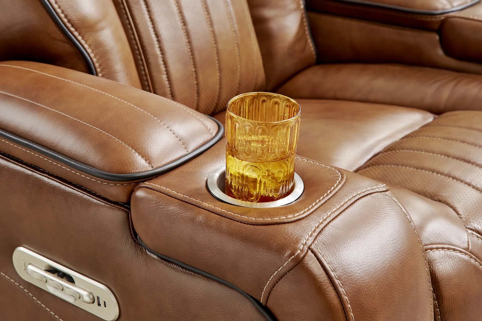 Amplify Brown Leather Triple Power Recliner - Image 27