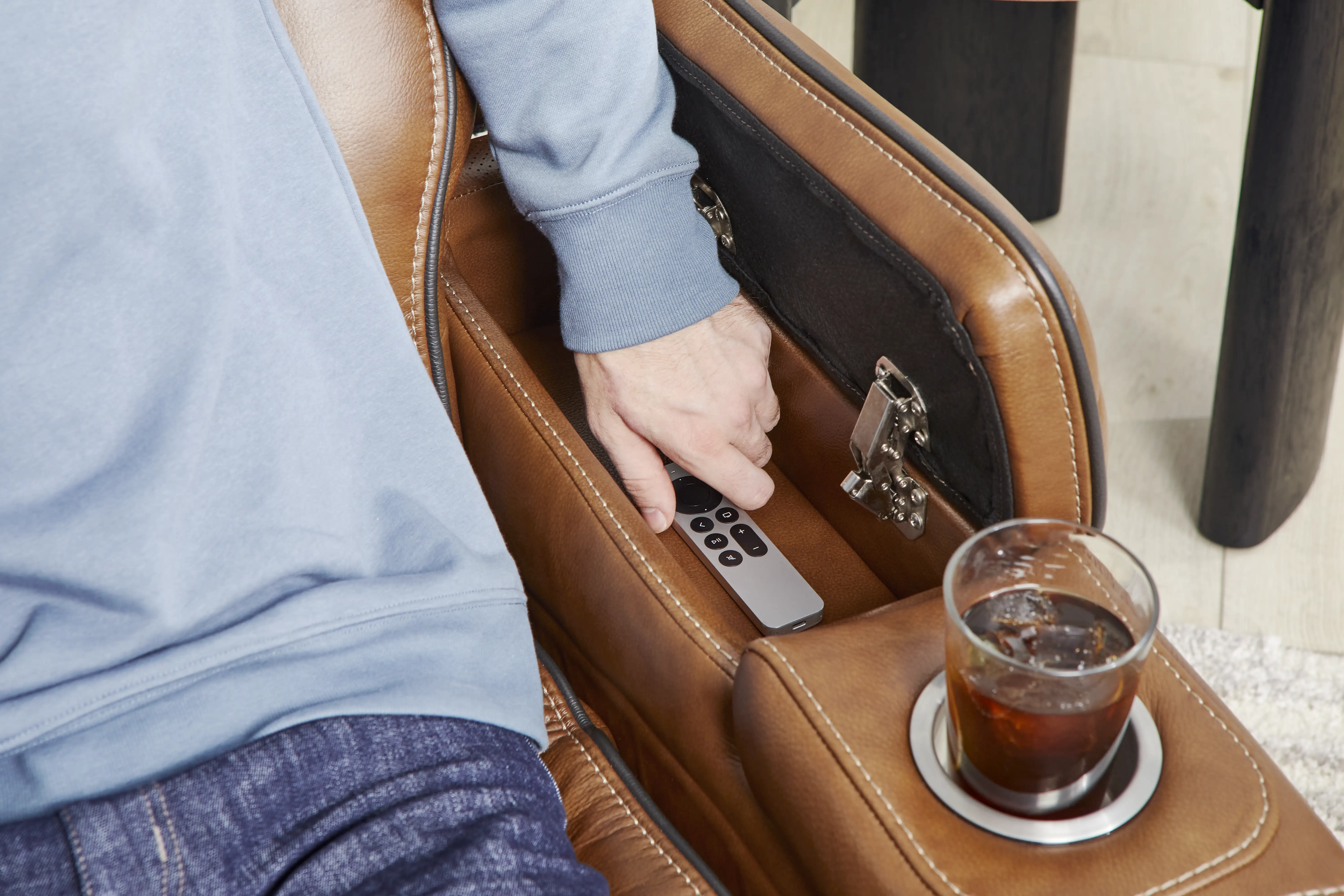 Amplify Brown Leather Triple Power Recliner - Image 29
