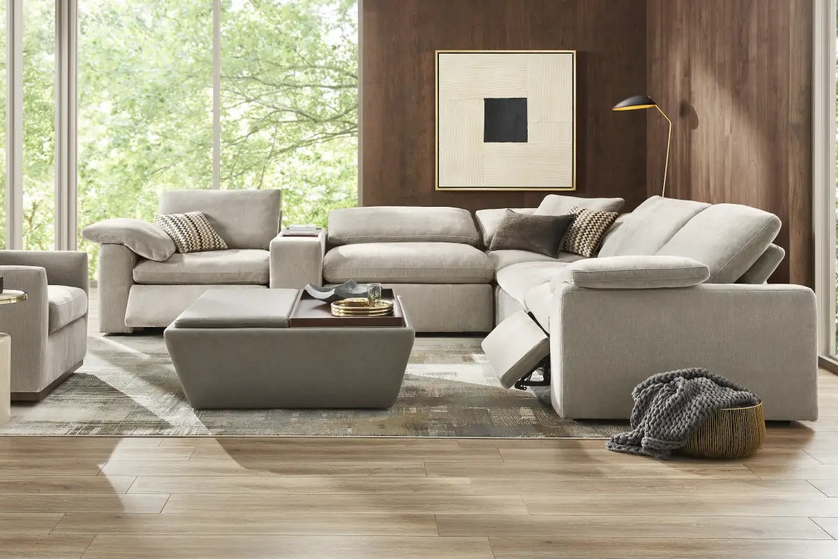 The Flow Gray 6 Pc Dual Power Reclining Sectional