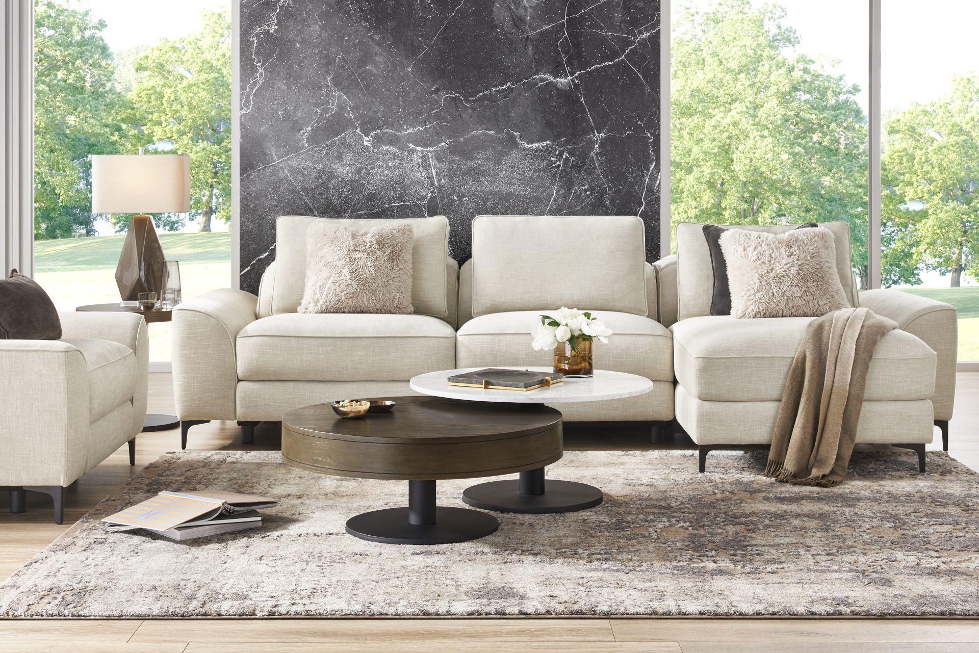 Aspen Sand 3 Pc Dual Power Reclining Sectional - Image 2