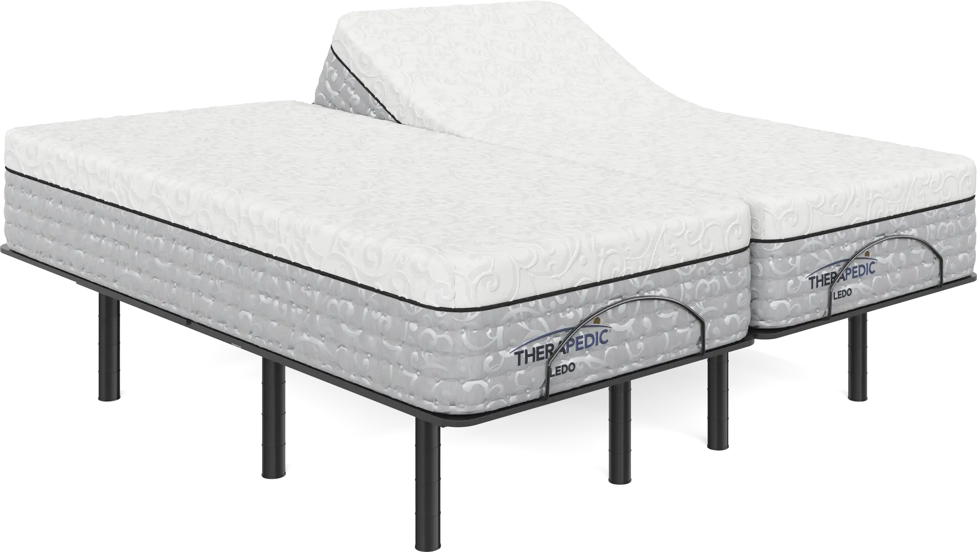 Therapedic Ledo Split King Mattress with Head Up Only Base