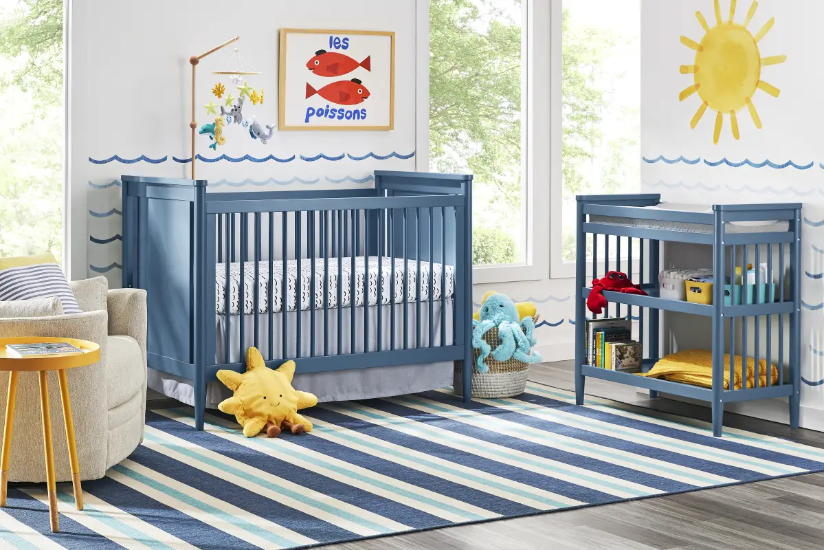 Kids Modern Colors Slate Blue 3-in-1 Convertible Nursery Set