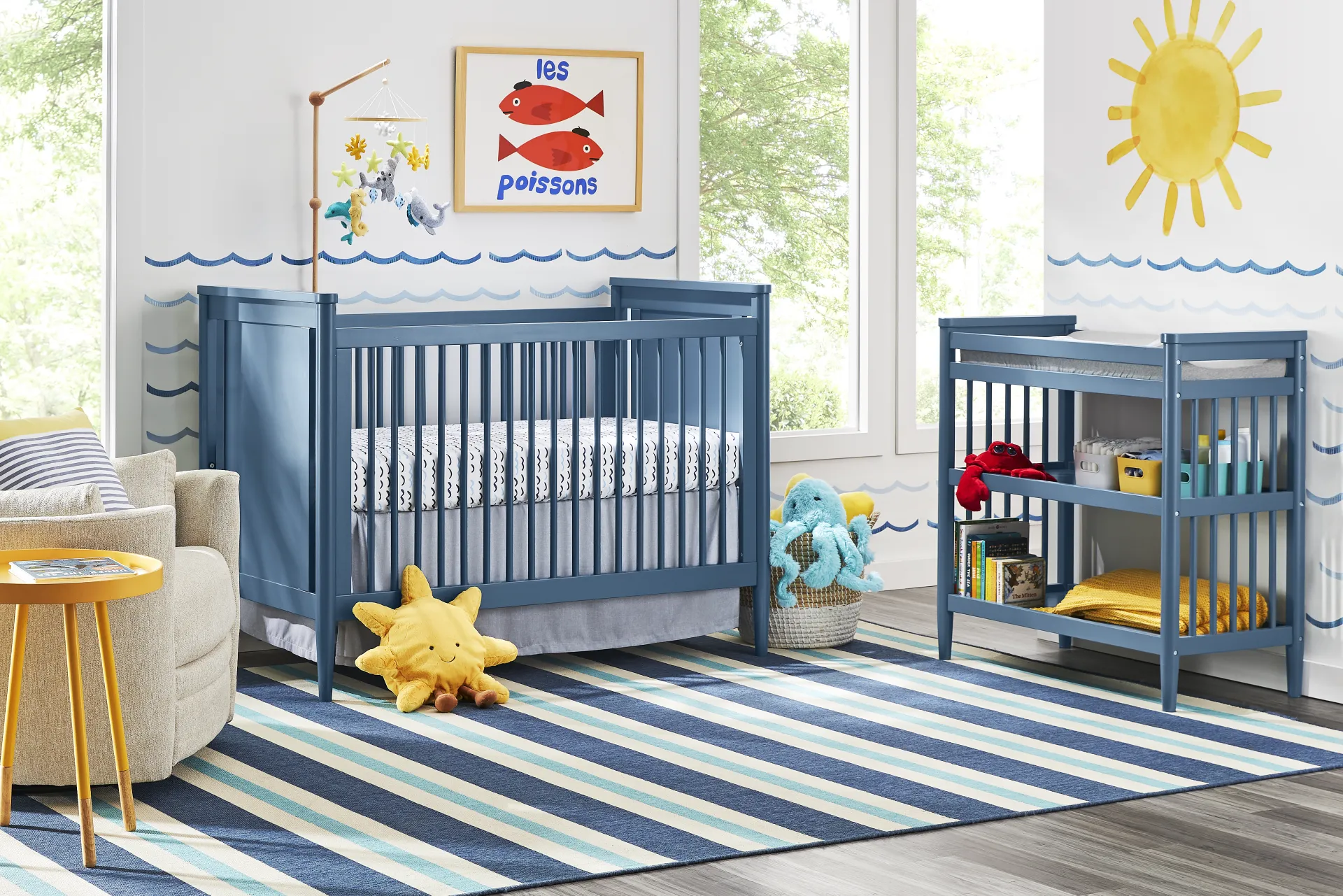Kids Modern Colors Slate Blue Changing Table - Image 1