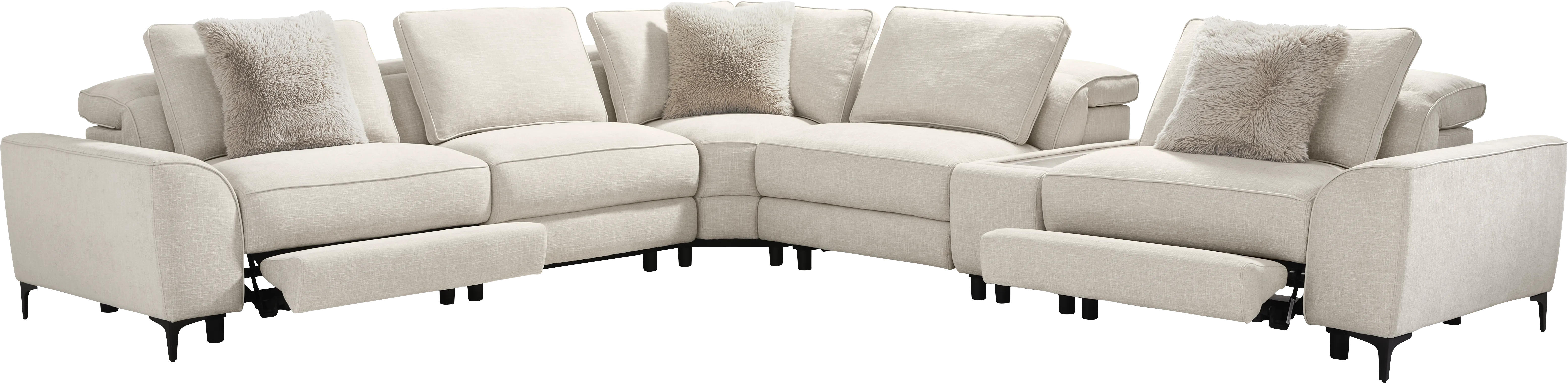 Aspen Sand 6 Pc Dual Power Reclining Sectional with Media Console - Thumbnail - Image 1